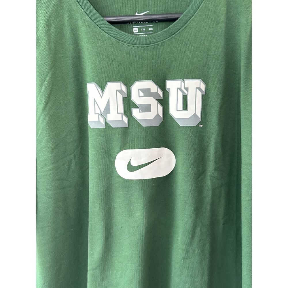 Nike Green Michigan State Spartans Cotton Retro T-Shirt Men's XXL NEW - Picture 4 of 7